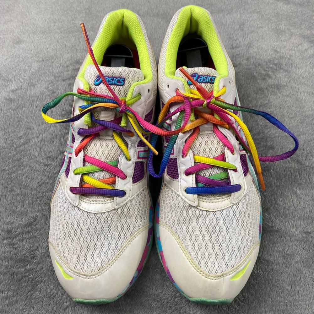 ASICS Gel Frantic 7 Womens Running Shoes White‎ Rainbow Laces Sz 10